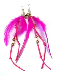 Ibiza stíll eyrnalokkur fuchsia með skel (1 stk)