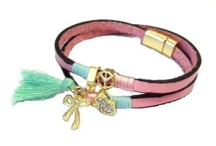 Bleikt armband í Ibiza-stíl (1 stk)