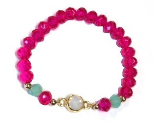 Ibiza Armband F&uacute;ks&iacute;a T&uacute;rk&iacute;s me&eth; Strass (1 stk)