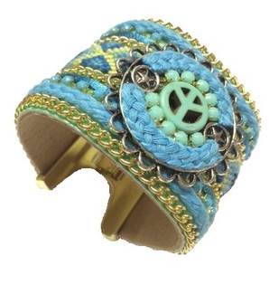 Breitt Armband Bl&aacute;tt Peace (1 stk)