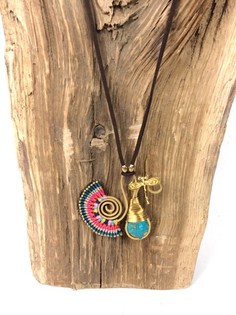 HANDMADE ORIGINALS Ibiza h&aacute;lsmen me&eth; Bluestone, Appels&iacute;nugult/Bl&aacute;tt (1 stk)