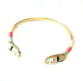 Ibiza armband bleikt og grænblátt (1 stk)