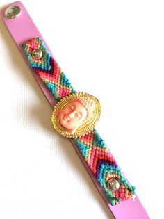 Lúxus Ibiza armband Bleikt/Laxableikt Búdda (1 stk)