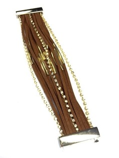 Ibiza-armband Br&uacute;nt/Gyllt (1 stk)