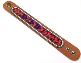 Le&eth;urarmband aztek bl&aacute;ir steinar (1 stk)