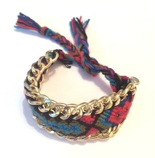 Fl&eacute;tta&eth; armband rautt/bl&aacute;tt (1 stk.)