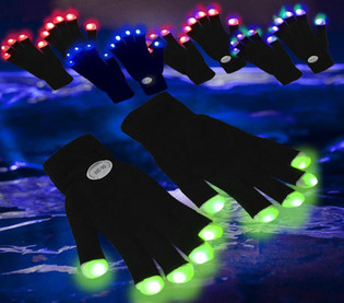 LED-hanskar / Rave-hanskar (12 stk.)