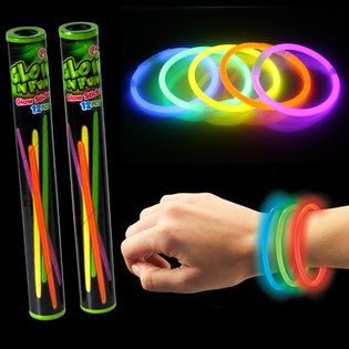 12 stk Glow Sticks Lj&oacute;sastafir &iacute; H&oacute;lki (22 h&oacute;lkar)