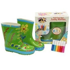 FUNKY WELLIES - LITA&ETH;U &THORN;&Iacute;N EIGIN ST&Iacute;GV&Eacute;L - GR&AElig;N / ST&AElig;R&ETH;: 26