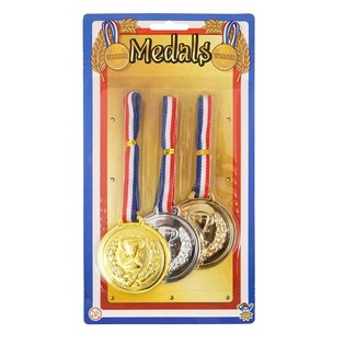 Sett me&eth; 3 Ver&eth;launapeningum &aacute; Spjaldi (Gull, Silfur, Brons) 6stk.