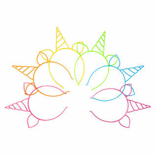 UNICORN / EENHOORN TIARA, MIX NEON LITIR (24 stk.)
