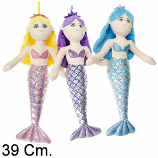 St&oacute;r mj&uacute;k hafmeyja / Mermaid d&uacute;kka 39 cm - Mix litir (12 stk.)