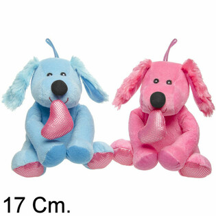 PLUSH HUNDUR ME&ETH; HJARTA - 17 CM - MIX LITIR (12 stk.)