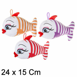 Pl&uacute;s-gla&eth;ur fiskur me&eth; st&oacute;rar varir - 24 cm - Mix (12 stk.)