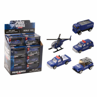 Die-Cast L&ouml;greglub&iacute;lar Mix, M&aelig;likvar&eth;i 1:64 &iacute; S&yacute;ningarkassa (24 stk.)