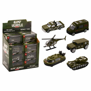 Steypt herfarart&aelig;ki (Die Cast) - Bland &iacute; s&yacute;ningarboxi, hlutfall 1:64 (24 stk.)
