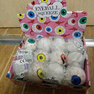 Squeeze Eyeball kreistiboltar &iacute; s&yacute;ningarkassa (12 stykki)