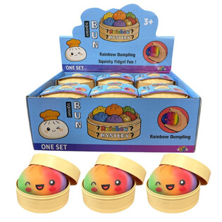 RAGE - RAINBOW Squishy Bun Dumplings ST&Oacute;RIR (8.5 x 8.5 x 4.8 Cm) - Viral 2026 Fidget Toy (12 stk.)