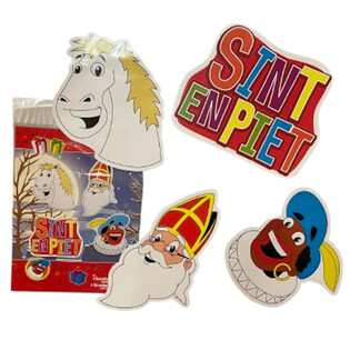 SINTERKLAAS SINT & PIET - 4 HLUTA TV&Iacute;HLI&ETH;A SINTERKLAAS SKREYTINGASPJ&Ouml;LD (6 stk.)