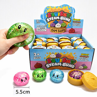 RAGE - Squishy GLITTER Bun Dumplings L&Iacute;TILL (St&aelig;r&eth; 5.5 x 5.5 x 3 cm) - Viral 2026 Fidget leikfang (24 stk.)
