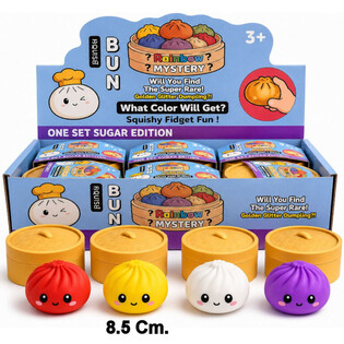 RAGE - Squishy SUGAR EDITION Bun Dumplings ST&Oacute;R (8.5 x 8.5 x 4.8 cm) - Viral 2026 Fidget leikfang (12 stk)