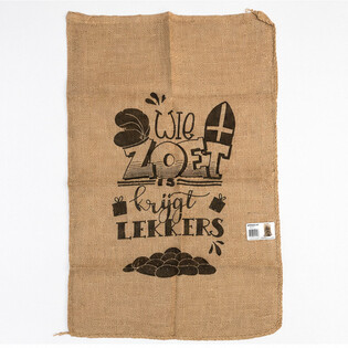 STÓR SINTERKLAAS JÚTUPOKI - MEÐ TEXTANUM: WIE ZOET IS KRIJGT LEKKERS - Um 60 x 100 cm (1 stk.)