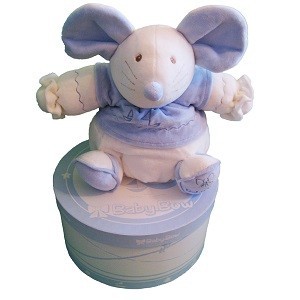 Baby Bow Bangsi í Gjafakassa - Módel 15 (Mús, Blár/Hvítur)